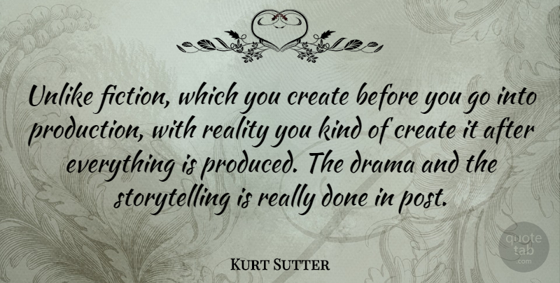 Kurt Sutter Quote About Drama, Reality, Fiction: Unlike Fiction Which You Create...