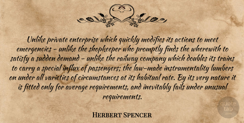 Herbert Spencer Quote About Average, Law, Special: Unlike Private Enterprise Which Quickly...