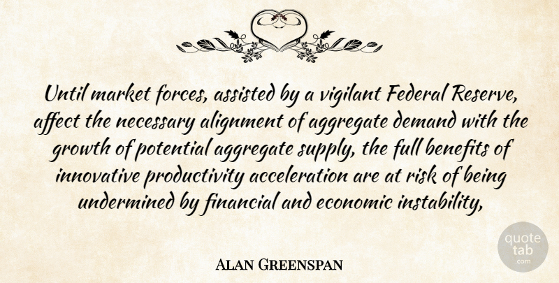 Alan Greenspan Quote About Affect, Aggregate, Alignment, Assisted, Benefits: Until Market Forces Assisted By...