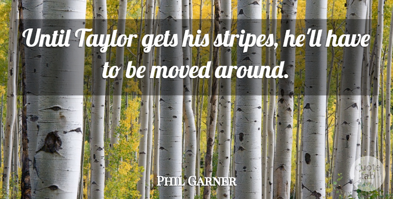 Phil Garner Quote About Gets, Moved, Taylor, Until: Until Taylor Gets His Stripes...