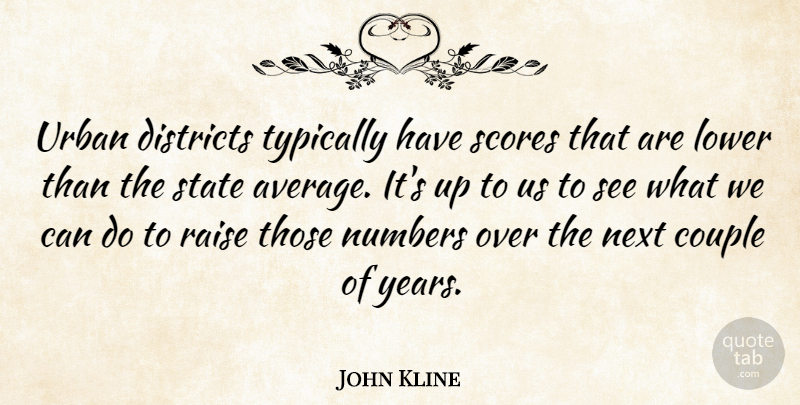 John Kline Quote About Couple, Districts, Lower, Next, Numbers: Urban Districts Typically Have Scores...