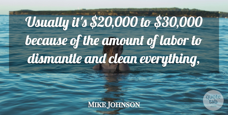 Mike Johnson Quote About Amount, Clean, Labor: Usually Its 20 000 To...