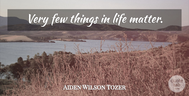 Aiden Wilson Tozer Quote About Things In Life, Matter, Christianity: Very Few Things In Life...