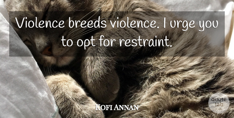 Kofi Annan Quote About Breeds, Urge, Violence: Violence Breeds Violence I Urge...