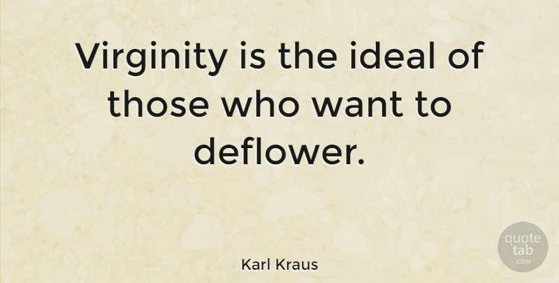 Karl Kraus Quote About Want, Literature, Ideals: Virginity Is The Ideal Of...