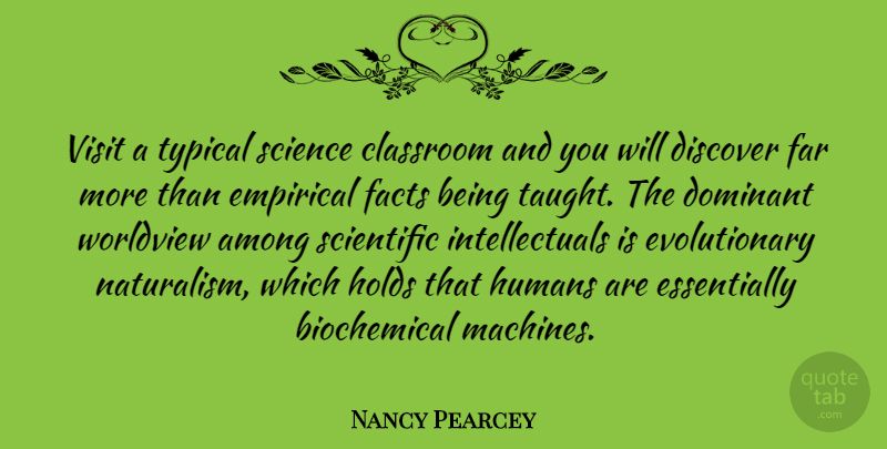 Nancy Pearcey Quote About Among, Discover, Dominant, Empirical, Far: Visit A Typical Science Classroom...
