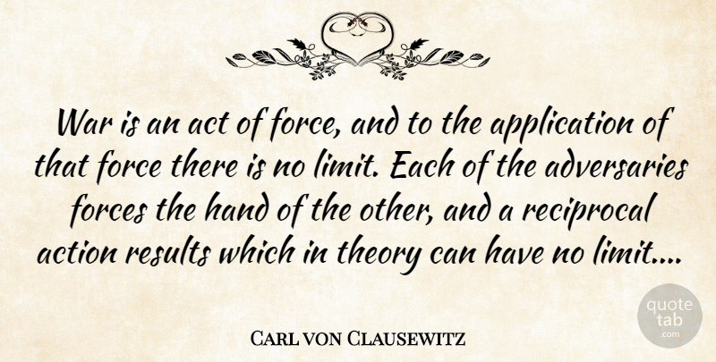 Carl von Clausewitz Quote About War, Hands, Limits: War Is An Act Of...
