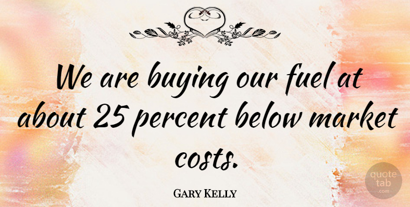 Gary Kelly Quote About Below, Buying, Fuel, Market, Percent: We Are Buying Our Fuel...