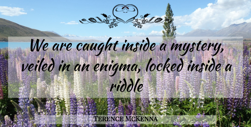Terence McKenna Quote About Mystery, Caught, Enigma: We Are Caught Inside A...