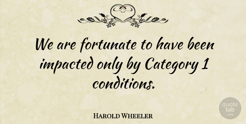 Harold Wheeler Quote About Category, Fortunate: We Are Fortunate To Have...