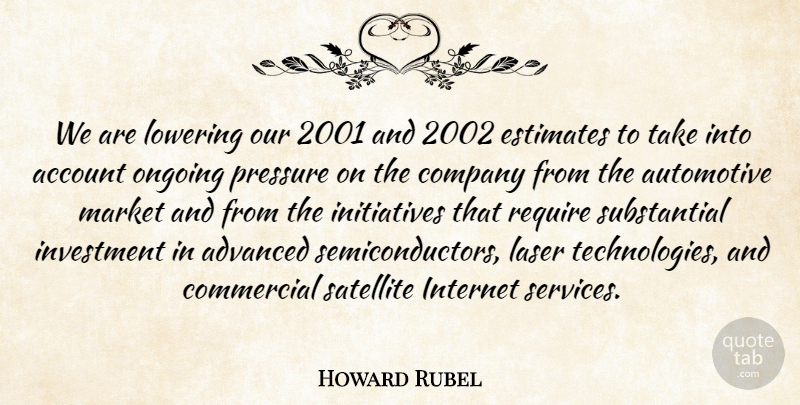 Howard Rubel Quote About Account, Advanced, Commercial, Company, Estimates: We Are Lowering Our 2001...