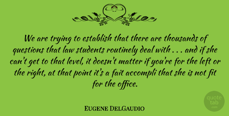 Eugene DelGaudio Quote About Deal, Establish, Fit, Law, Left: We Are Trying To Establish...