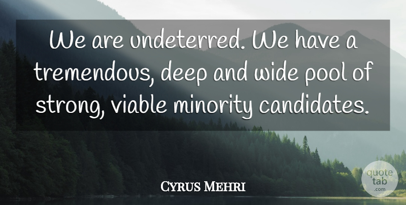 Cyrus Mehri Quote About Deep, Minority, Pool, Viable, Wide: We Are Undeterred We Have...