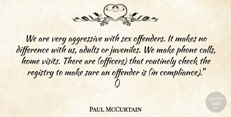 Paul McCurtain Quote About Aggressive, Check, Difference, Home, Offender: We Are Very Aggressive With...