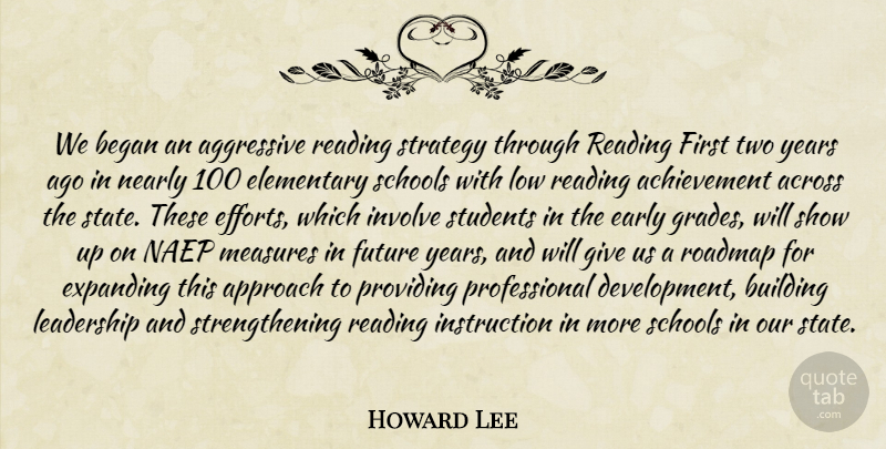 Howard Lee Quote About Achievement, Across, Aggressive, Approach, Began: We Began An Aggressive Reading...