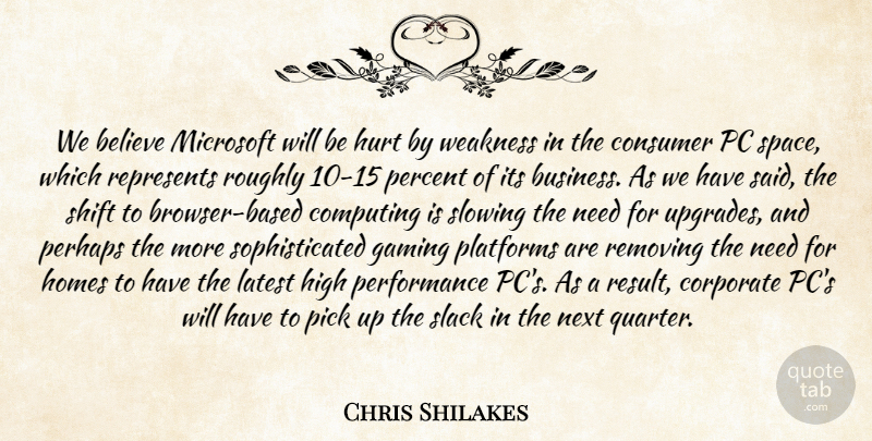 Chris Shilakes Quote About Believe, Computing, Consumer, Corporate, Gaming: We Believe Microsoft Will Be...