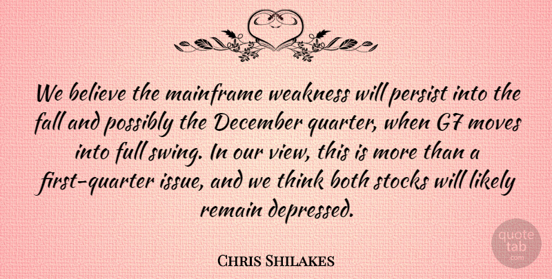 Chris Shilakes Quote About Believe, Both, December, Fall, Full: We Believe The Mainframe Weakness...