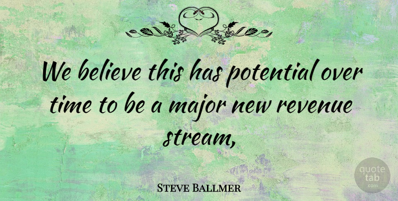 Steve Ballmer Quote About Believe, Major, Potential, Revenue, Time: We Believe This Has Potential...