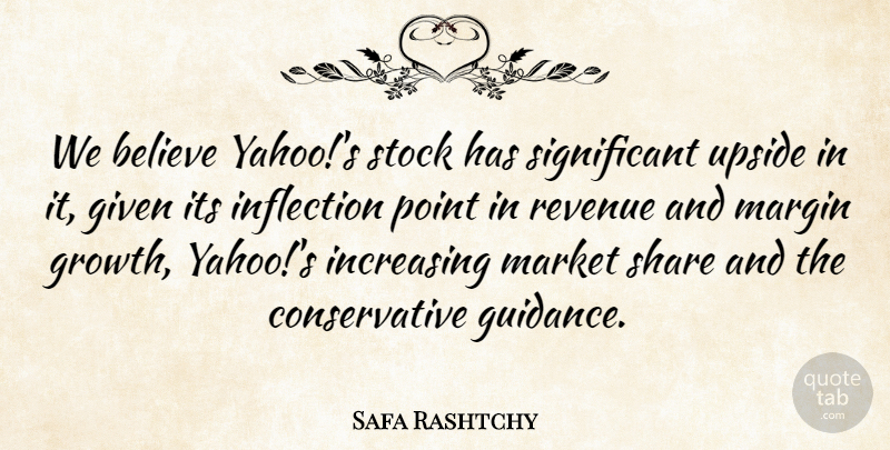 Safa Rashtchy Quote About Believe, Given, Increasing, Margin, Market: We Believe Yahoos Stock Has...