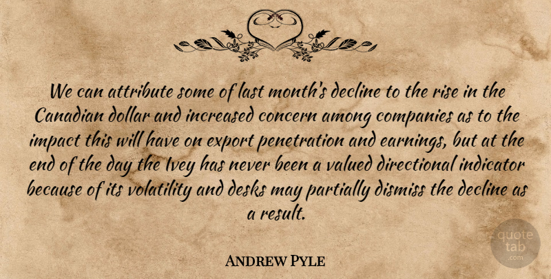 Andrew Pyle Quote About Among, Attribute, Canadian, Companies, Concern: We Can Attribute Some Of...