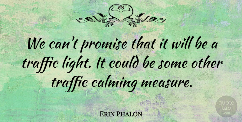 Erin Phalon Quote About Calming, Promise, Traffic: We Cant Promise That It...