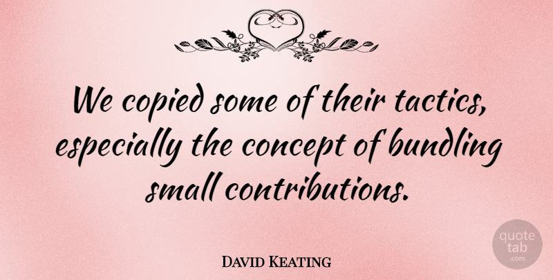 David Keating Quote About Concept, Copied, Small: We Copied Some Of Their...