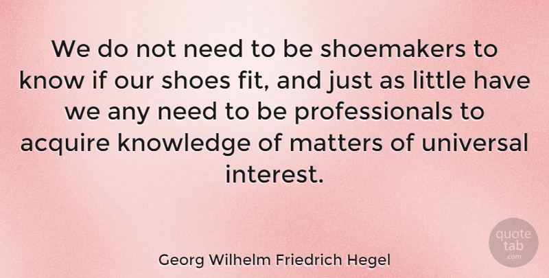 Georg Wilhelm Friedrich Hegel Quote About Shoes, Needs, Littles: We Do Not Need To...