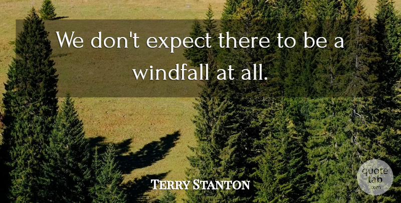 Terry Stanton Quote About Expect: We Dont Expect There To...