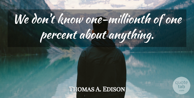 Thomas A. Edison Quote About Knowledge, Percent: We Dont Know One Millionth...