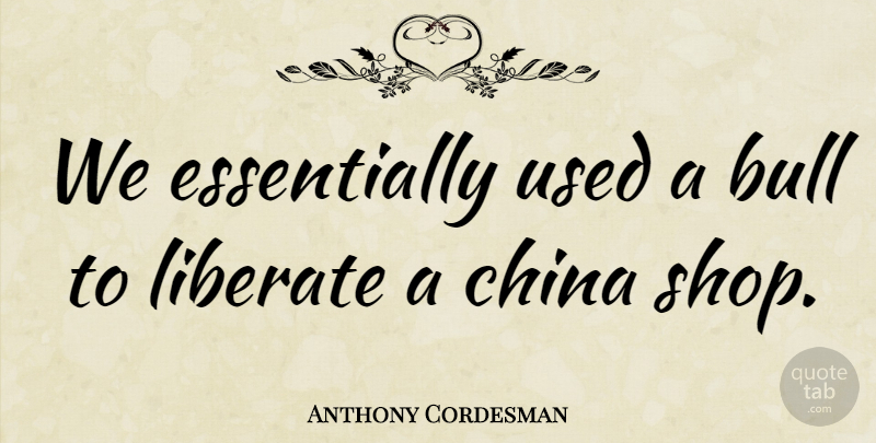 Anthony Cordesman Quote About Bull, China, Liberate: We Essentially Used A Bull...