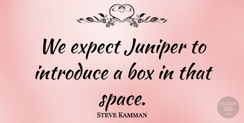 Steve Kamman Quote About Box, Expect, Introduce, Space: We Expect Juniper To Introduce...
