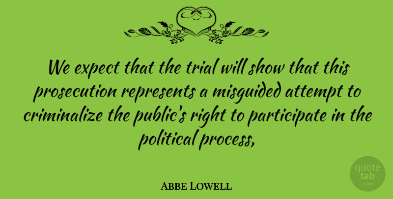 Abbe Lowell Quote About Attempt, Expect, Misguided, Political, Represents: We Expect That The Trial...
