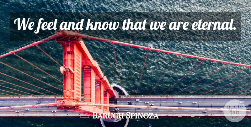 Baruch Spinoza Quote About Awareness, Immortality, Feels: We Feel And Know That...