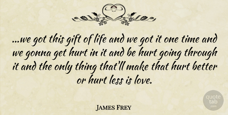 James Frey Quote About Hurt, Gifts Of Life, One Time: We Got This Gift Of...