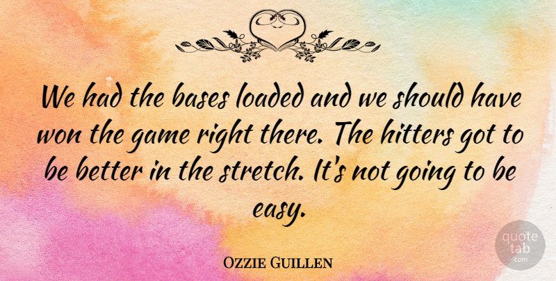 Ozzie Guillen Quote About Bases, Game, Hitters, Loaded, Won: We Had The Bases Loaded...