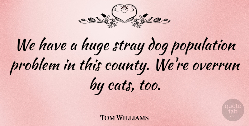 Tom Williams Quote About Dog, Huge, Population, Problem, Stray: We Have A Huge Stray...