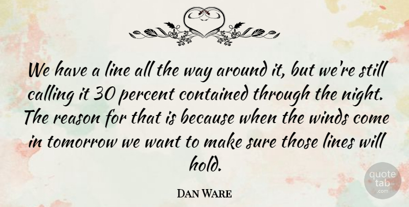 Dan Ware Quote About Calling, Contained, Line, Lines, Percent: We Have A Line All...