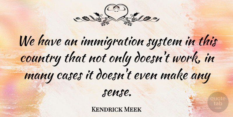 Kendrick Meek Quote About Cases, Country, System: We Have An Immigration System...