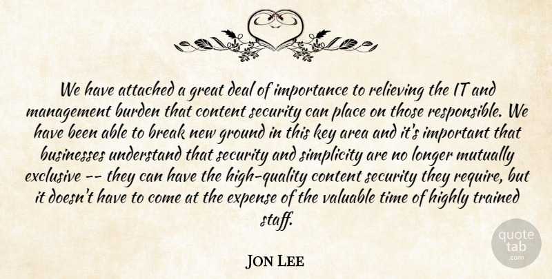 Jon Lee Quote About Area, Attached, Break, Burden, Businesses: We Have Attached A Great...