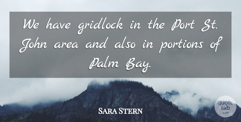 Sara Stern Quote About Area, John, Palm, Port, Portions: We Have Gridlock In The...