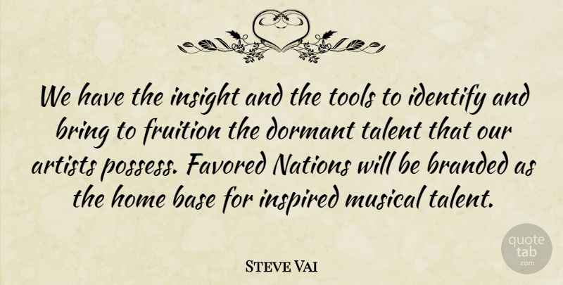 Steve Vai Quote About Home, Artist, Musical: We Have The Insight And...