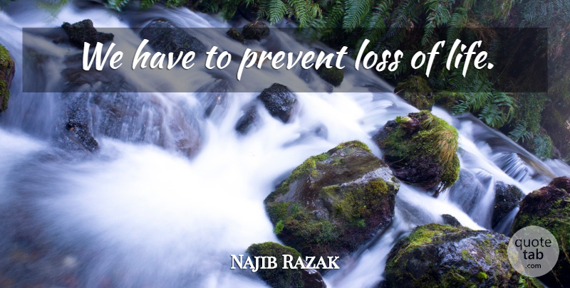 Najib Razak Quote About Life, Loss: We Have To Prevent Loss...