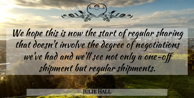 Julie Hall Quote About Degree, Hope, Involve, Regular, Sharing: We Hope This Is Now...