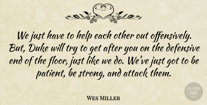 Wes Miller Quote About Attack, Defensive, Duke, Help: We Just Have To Help...