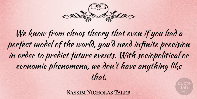 Nassim Nicholas Taleb Quote About Order, Perfect, World: We Know From Chaos Theory...