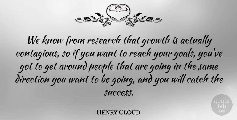 Henry Cloud Quote About Catch, Direction, People, Reach, Research: We Know From Research That...