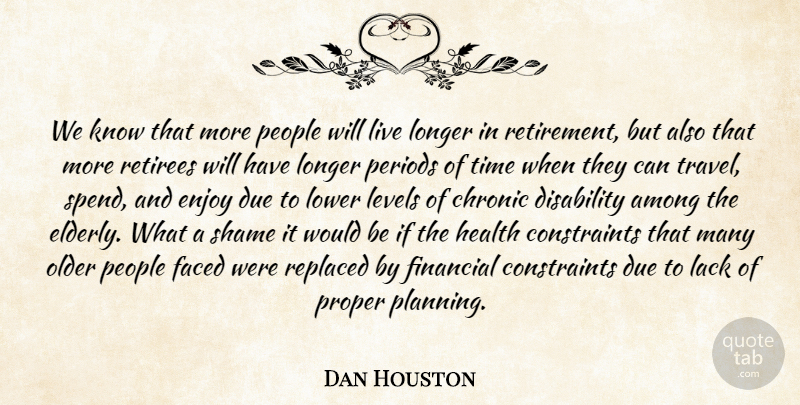 Dan Houston Quote About Among, Chronic, Disability, Due, Enjoy: We Know That More People...