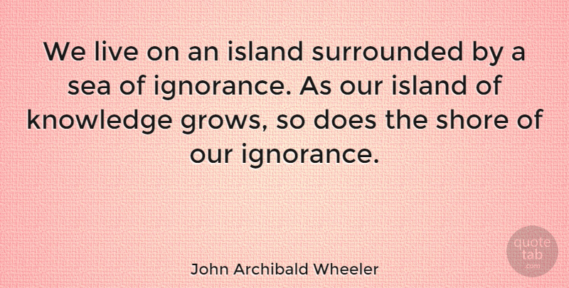 John Archibald Wheeler Quote About Ocean, Ignorance, Knowledge: We Live On An Island...