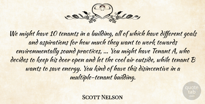 Scott Nelson Quote About Air, Cool, Decides, Door, Goals: We Might Have 10 Tenants...