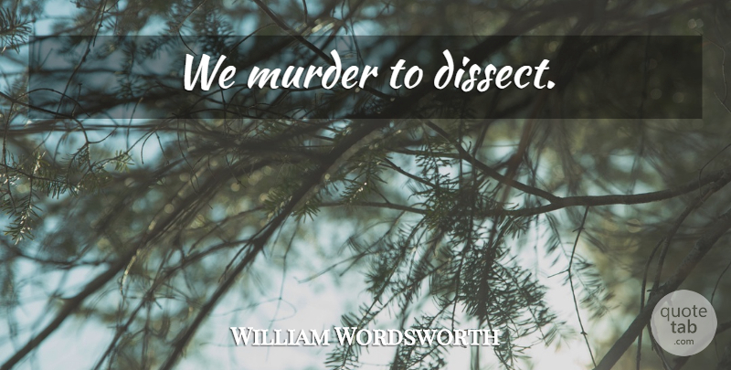 William Wordsworth Quote About Discovery, Murder: We Murder To Dissect...